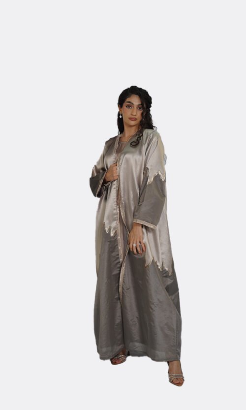 Celeste Metallic Layered Abaya - Image 4
