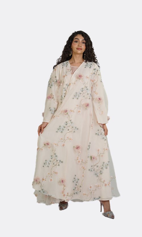 Ivory Bloom Abaya - Image 3