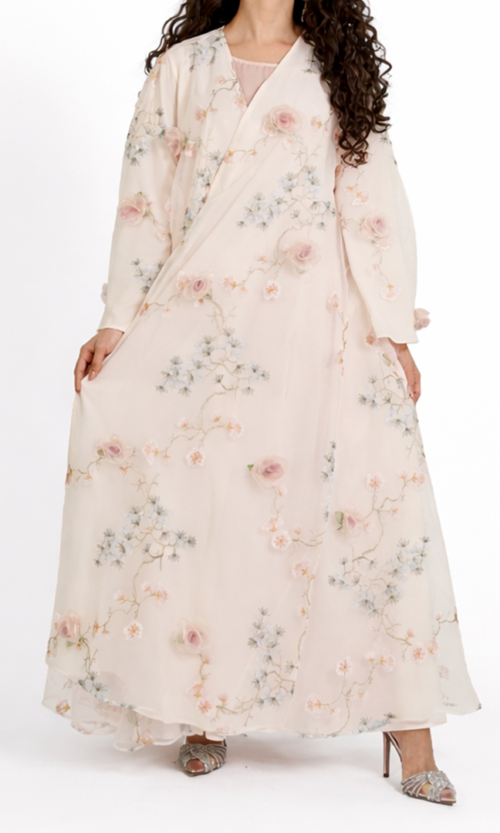 Ivory Bloom Abaya - Image 4