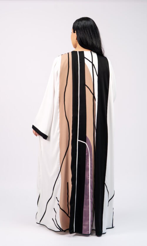 Striped Noir Abaya – MS33 - Image 4