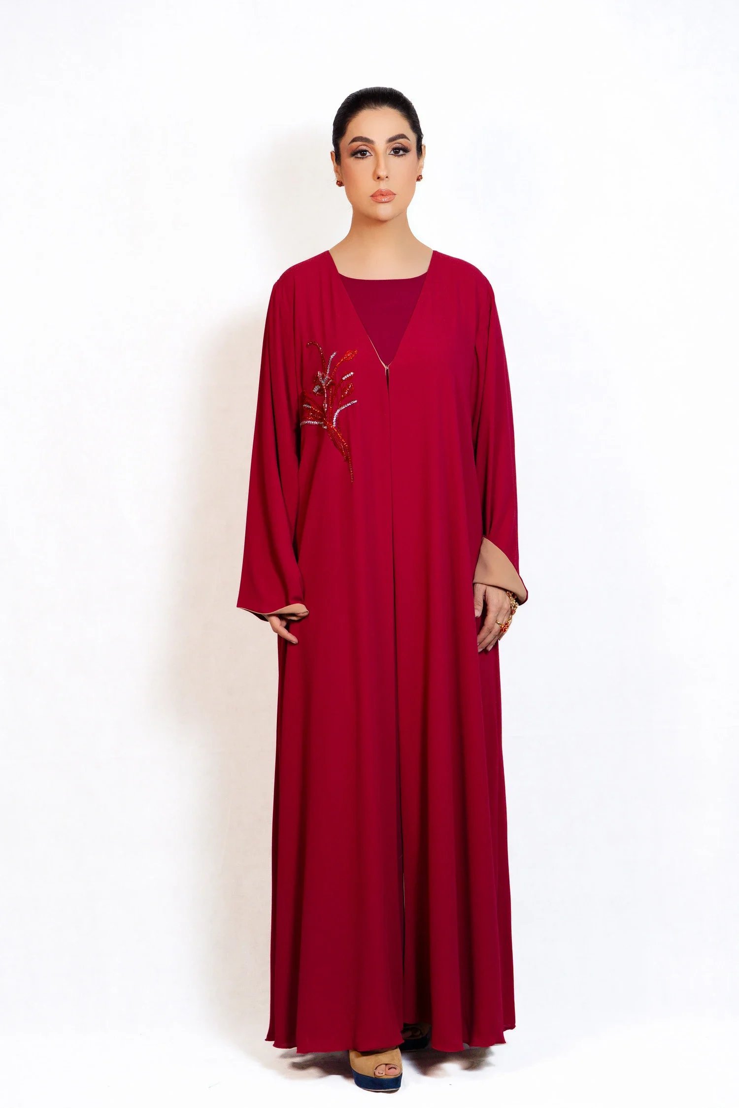 MS05 - 1 (1) Noir Red Abaya – MS05 - Image 1