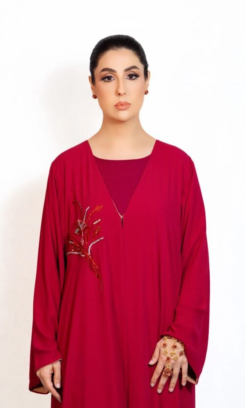 Noir Red Abaya – MS05 - Image 5