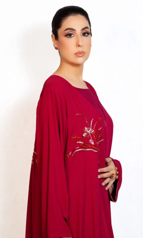 Noir Red Abaya – MS05 - Image 4