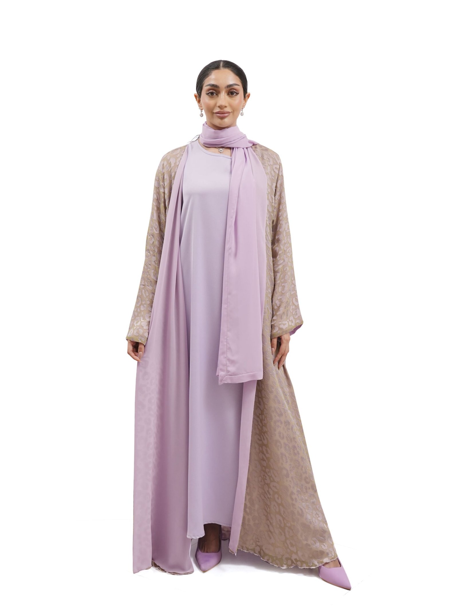 MS10-1 (4) Pastel Contrast Abaya – MS10 - Image 1