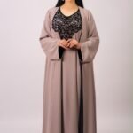 Taupe Lace Abaya – MS39