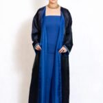Midnight Blue Floral Back Abaya – MS32