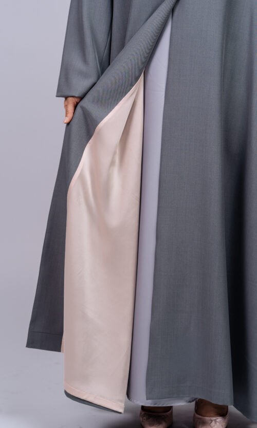 Charcoal Blush Panel Abaya – MS62 - Image 3