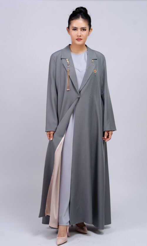 Charcoal Blush Panel Abaya – MS62 - Image 4