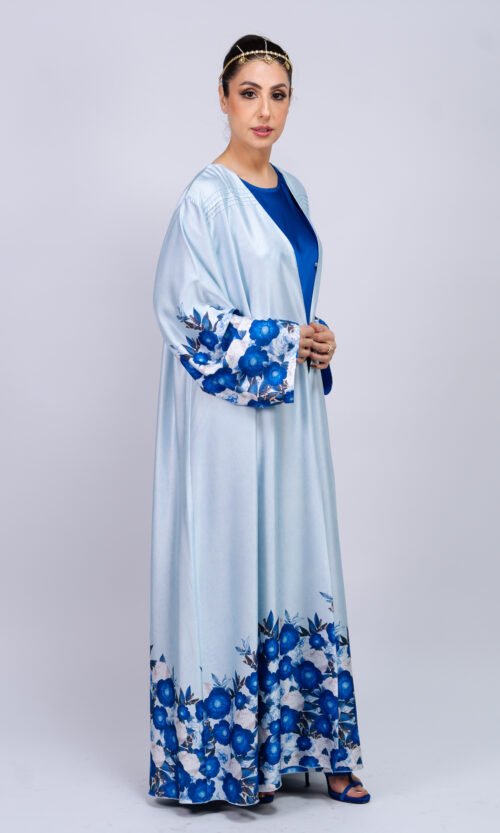 Cobalt Sky Bloom Abaya – MS68 - Image 6
