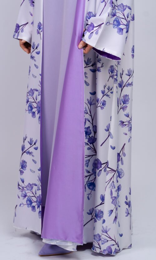 Lavender Porcelain Floral Abaya – MS63 - Image 3