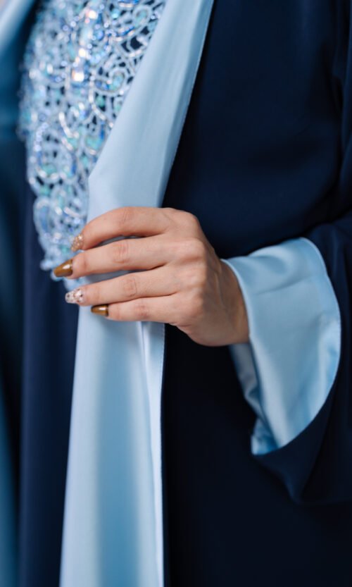 Navy Ice Lace Abaya – MS82 - Image 5