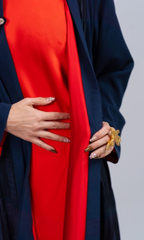 Navy Scarlet Embroidered Abaya – MS76 - Image 12