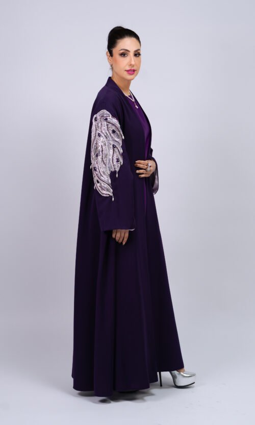 Plum Crystal Abaya – MS58 - Image 2