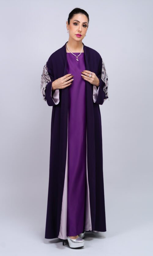 Plum Crystal Abaya – MS58 - Image 7