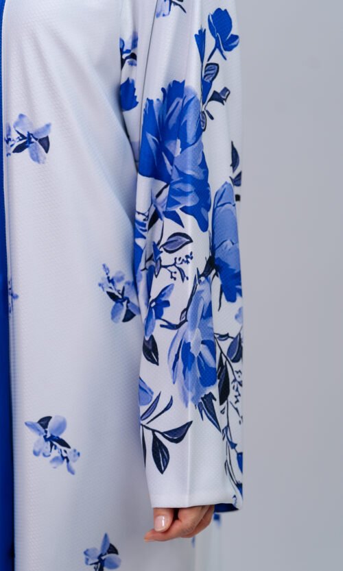 Porcelain Cobalt Floral Abaya – MS72 - Image 6
