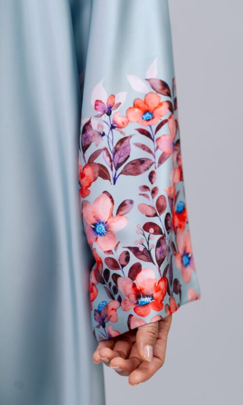 Powder Blue & Blush Floral Abaya – MS67 - Image 4