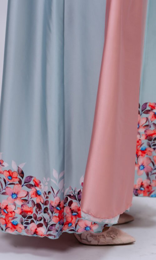 Powder Blue & Blush Floral Abaya – MS67 - Image 5