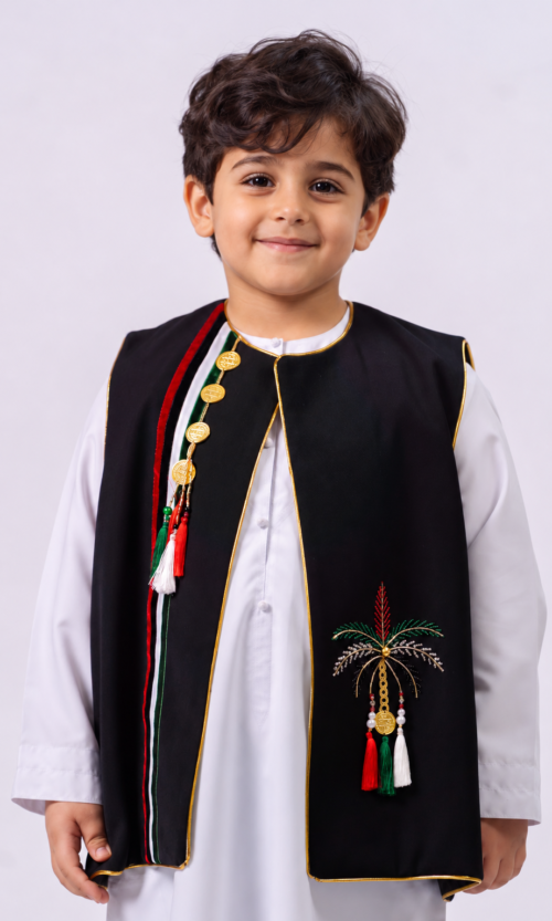 Boys UAE National Day Traditional Outfit with Embroidered Vest - Image 5