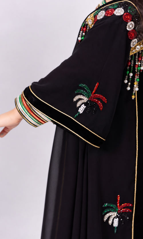 Girls UAE National Day 2-Piece Handmade Abaya Set - Image 5