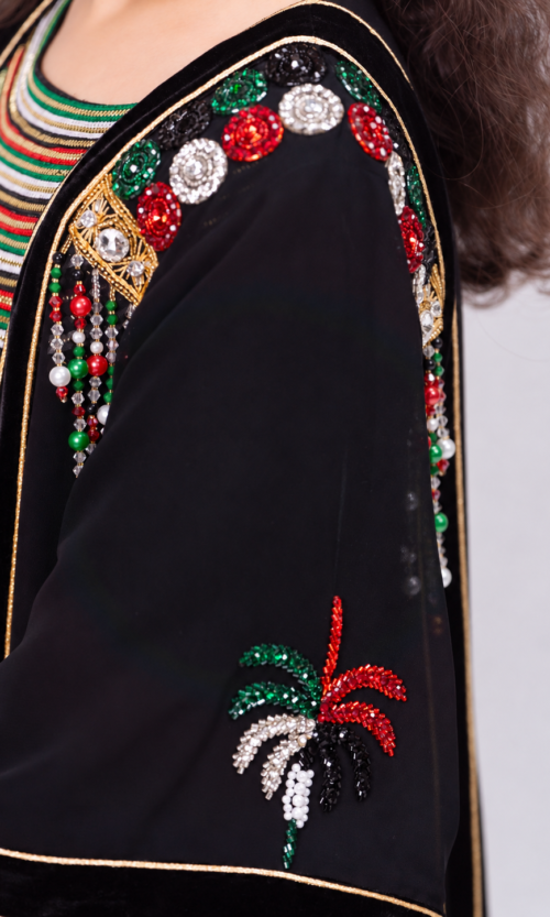 Girls UAE National Day 2-Piece Handmade Abaya Set - Image 6