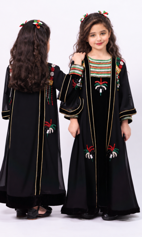 Girls UAE National Day 2-Piece Handmade Abaya Set - Image 7