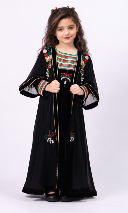 Girls UAE National Day 2-Piece Handmade Abaya Set - Image 10