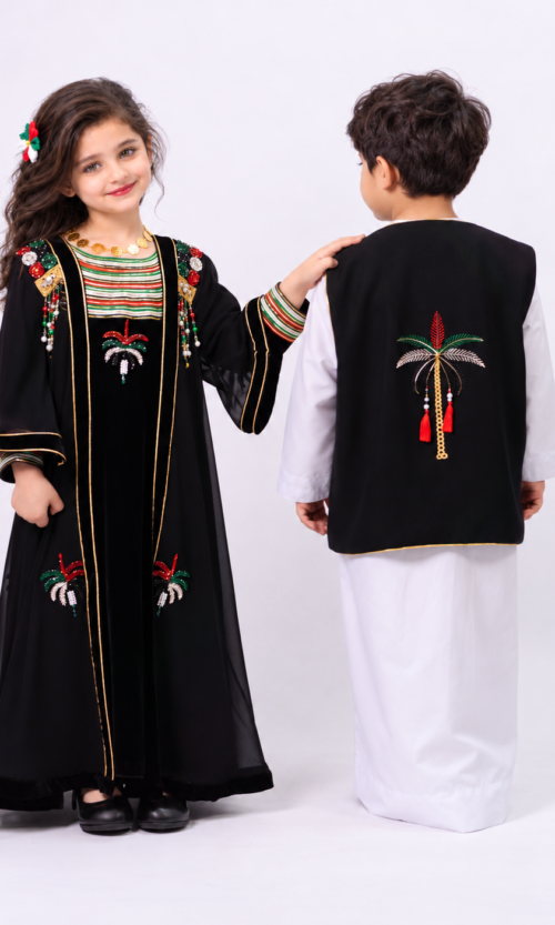 UAE National Day Family Matching Outfit Combo – Abaya, Girls Set & Boys Outfit - Image 3