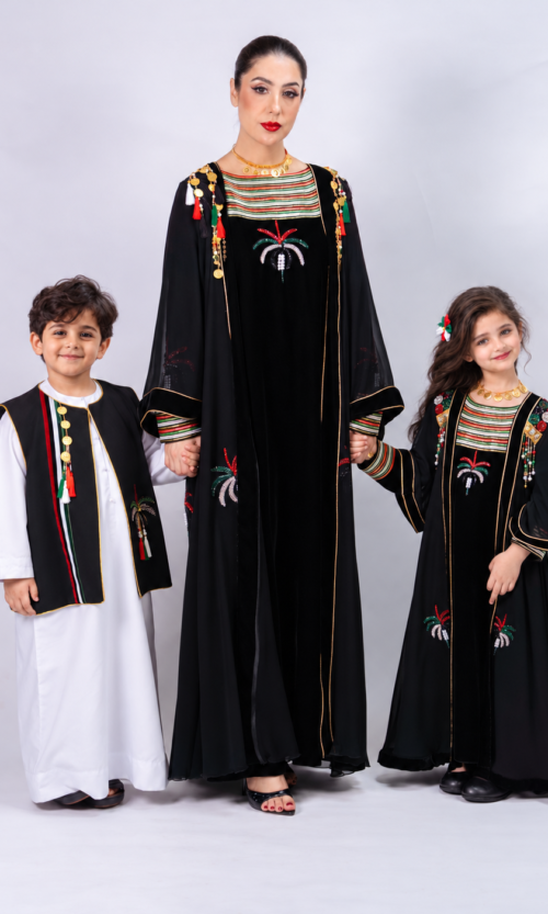 UAE National Day Family Matching Outfit Combo – Abaya, Girls Set & Boys Outfit - Image 4