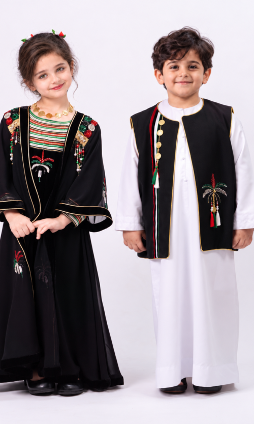 UAE National Day Family Matching Outfit Combo – Abaya, Girls Set & Boys Outfit - Image 5