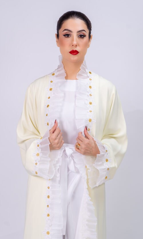 Emerald Heritage Chiffon Abaya – MS88 - Image 3
