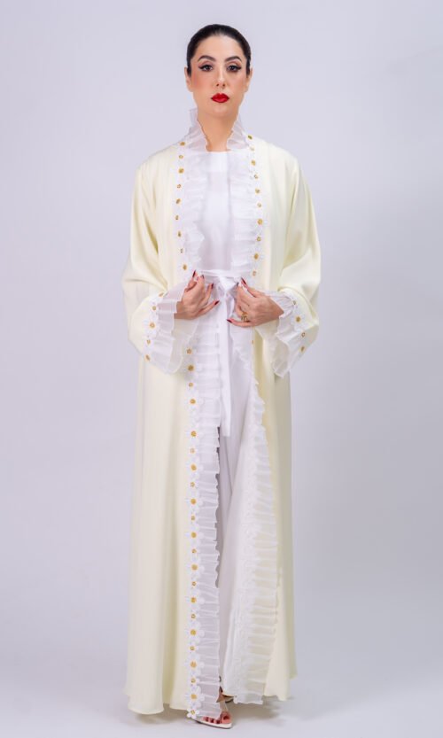 Emerald Heritage Chiffon Abaya – MS88 - Image 4