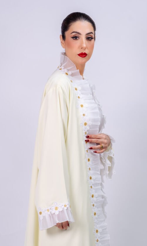 Emerald Heritage Chiffon Abaya – MS88 - Image 5