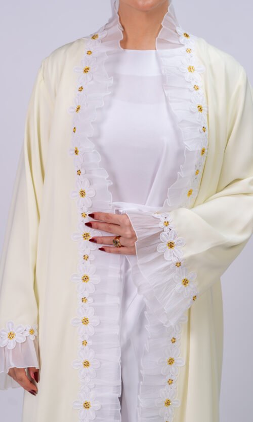 Emerald Heritage Chiffon Abaya – MS88 - Image 8