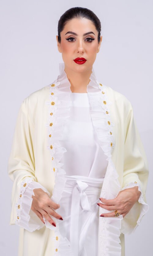 Emerald Heritage Chiffon Abaya – MS88 - Image 10