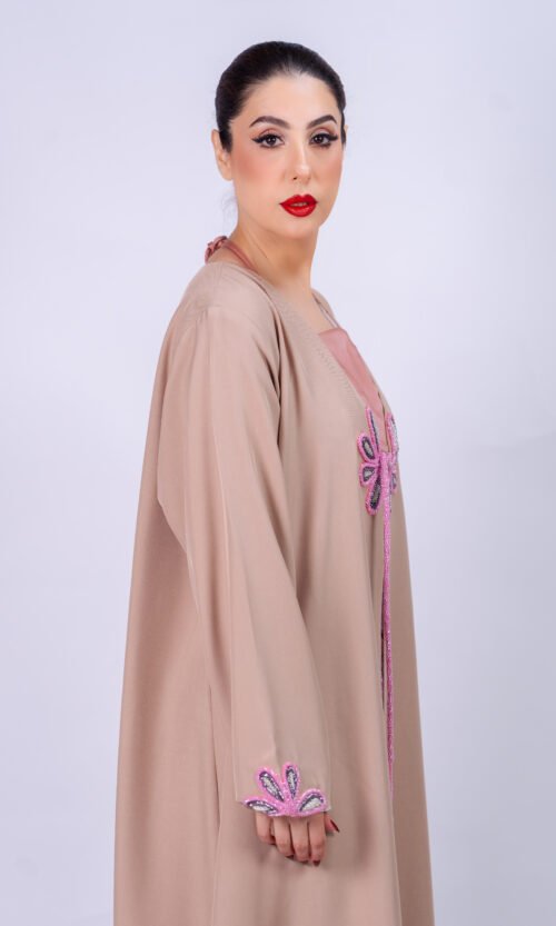 Noir Palm Embroidered Abaya – MS87 - Image 3