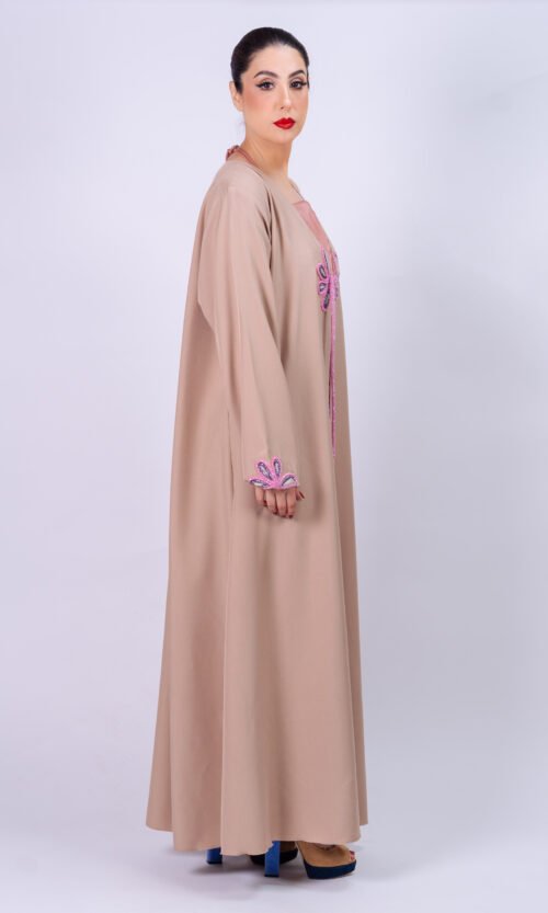 Noir Palm Embroidered Abaya – MS87 - Image 4